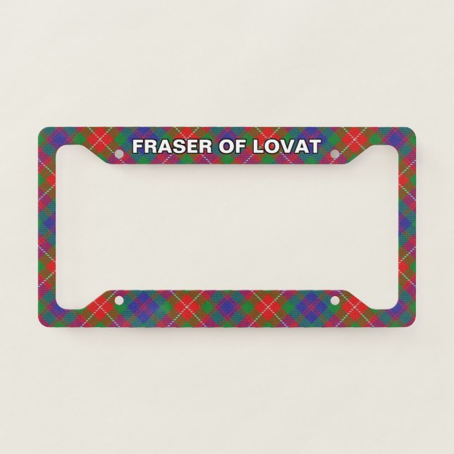 Classic Clan Fraser of Lovat Tartan Plaid License Plate Frame (Front)