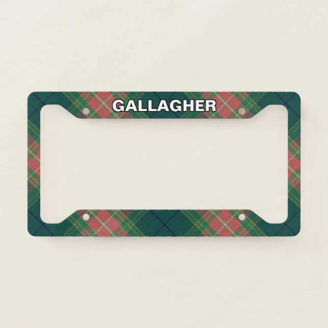 Classic Clan Gallagher Family Tartan Plaid License Plate Frame (Front)