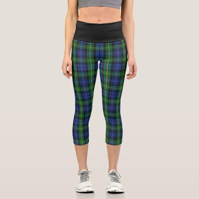 Classic Clan Gordon Tartan Plaid Capri Leggings (Front)