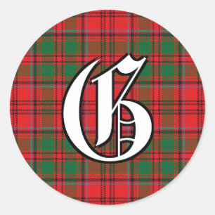 Classic Clan Grant Tartan Monogram Classic Round Sticker