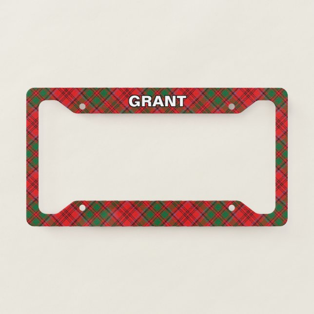 Classic Clan Grant Tartan Plaid License Plate Frame (Front)