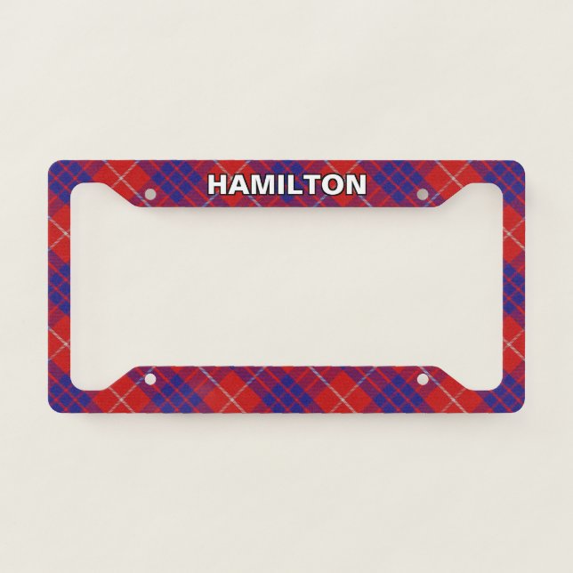 Classic Clan Hamilton Tartan Plaid License Plate Frame (Front)