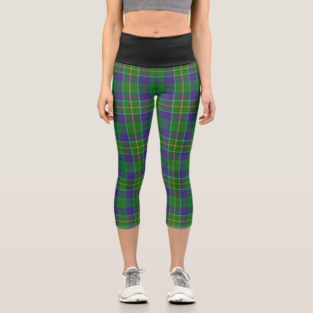 Classic Clan Hunter Tartan Plaid Capri Leggings (Front)