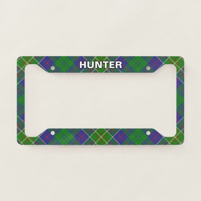 Classic Clan Hunter Tartan Plaid License Plate Frame (Front)