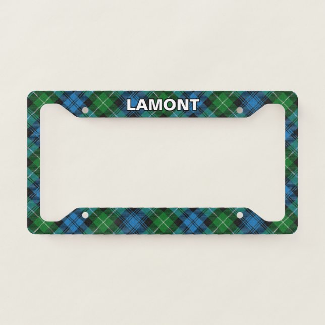 Classic Clan Lamont Tartan Plaid License Plate Frame (Front)