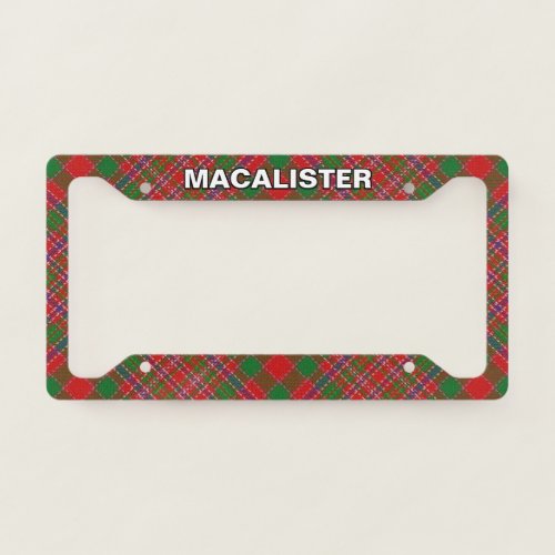 Classic Clan MacAlister Tartan Plaid License Plate Frame