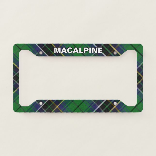 Classic Clan MacAlpine MacAlpin Tartan Plaid License Plate Frame (Front)