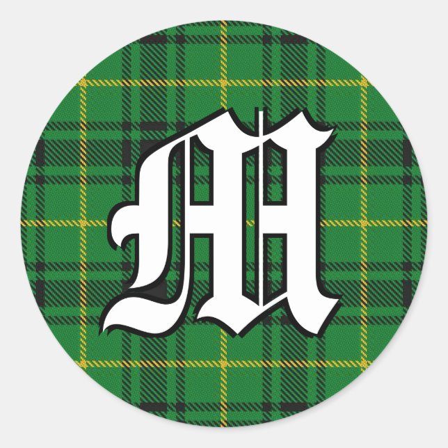 Classic Clan MacArthur Arthur Tartan Monogram Round Sticker (Front)