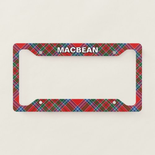 Classic Clan MacBean MacBain Tartan Plaid License Plate Frame