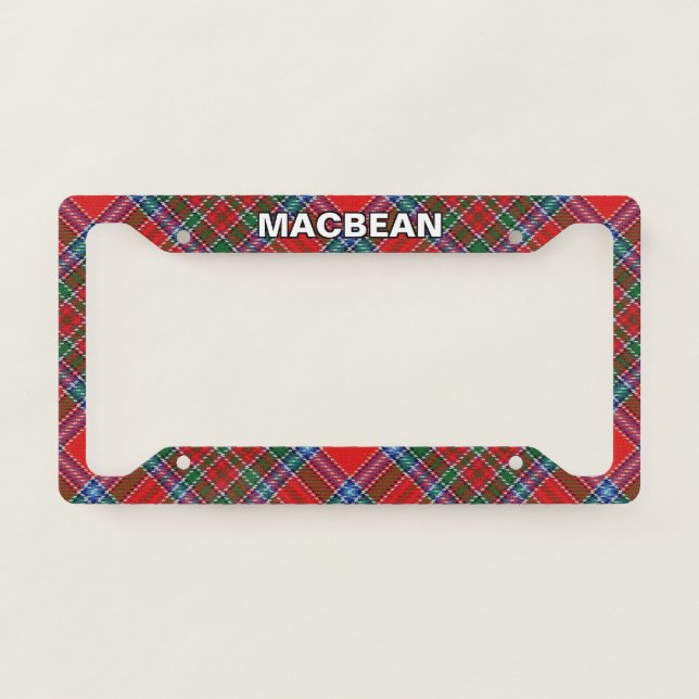 Classic Clan MacBean MacBain Tartan Plaid License Plate Frame (Front)