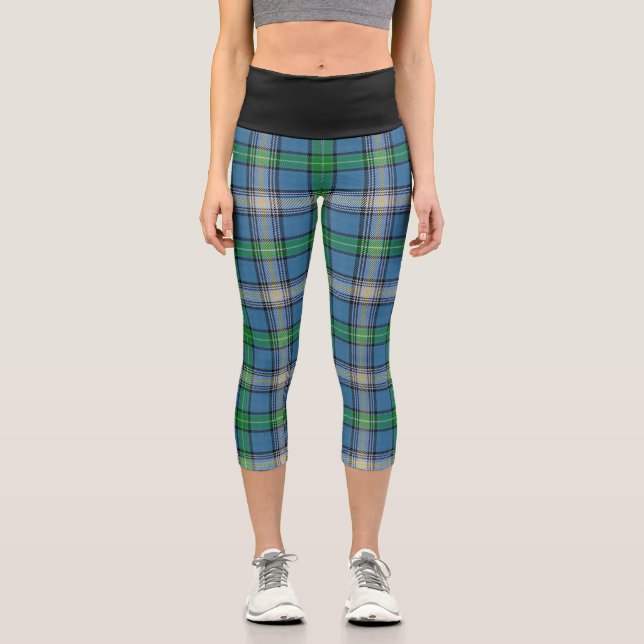 Classic Clan MacDowall Tartan Plaid Capri Leggings (Front)