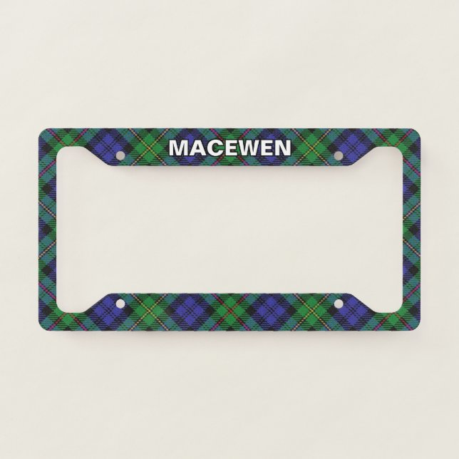 Classic Clan MacEwen Tartan Plaid License Plate Frame (Front)