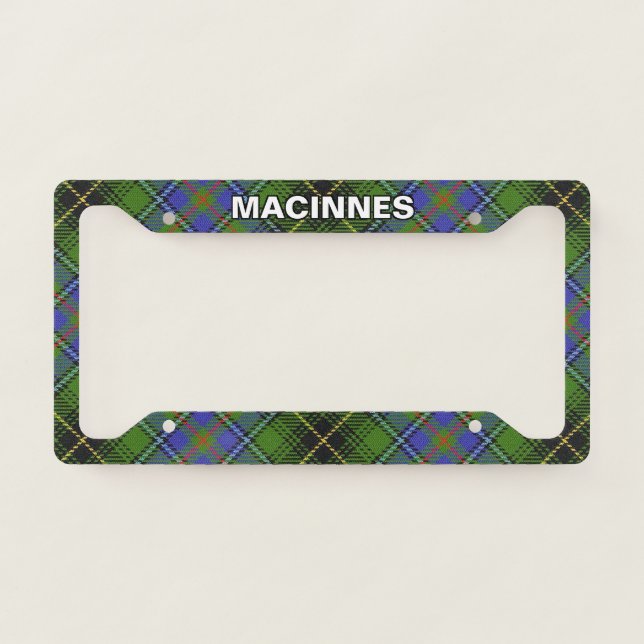 Classic Clan MacInnes Tartan Plaid License Plate Frame (Front)