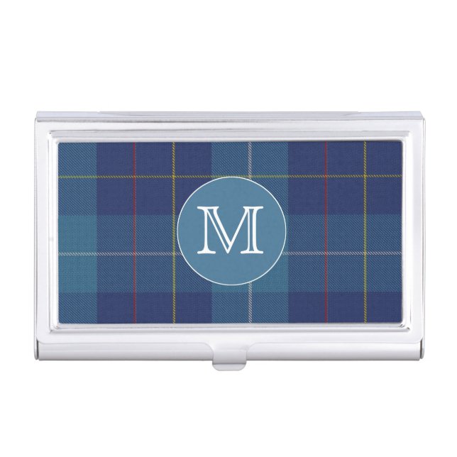 Classic Clan MacKerrell Tartan Plaid Monogram Business Card Case (Front)