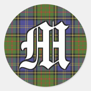 Classic Clan MacMillan Hunting Tartan Monogram Round Sticker