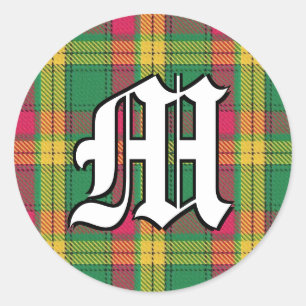 Classic Clan MacMillan Tartan Monogram Round Sticker