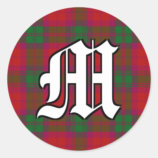 Classic Clan MacNab Tartan Monogram Round Sticker (Front)