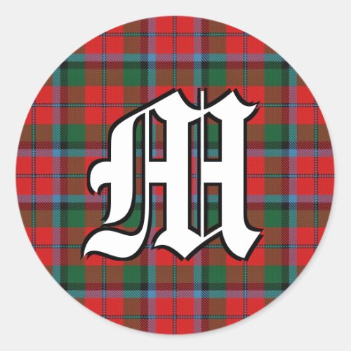 Classic Clan MacNaughton Tartan Monogram Classic Round Sticker