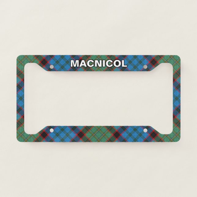 Classic Clan MacNicol Tartan Plaid License Plate Frame (Front)