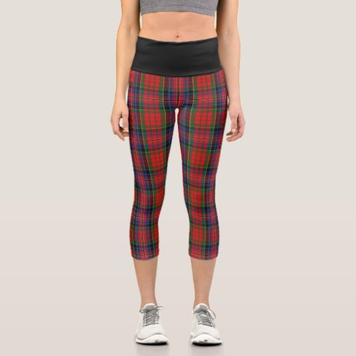 Classic Clan MacPherson Red Tartan Plaid Capri Leggings