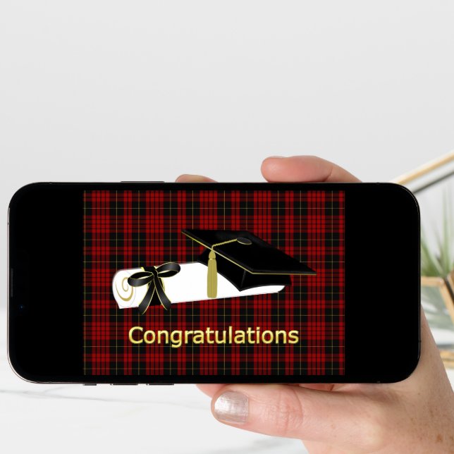 Classic Clan MacQueen Plaid Graduation Card (Front Digital)