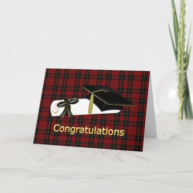 Classic Clan MacQueen Plaid Graduation Card (Front)