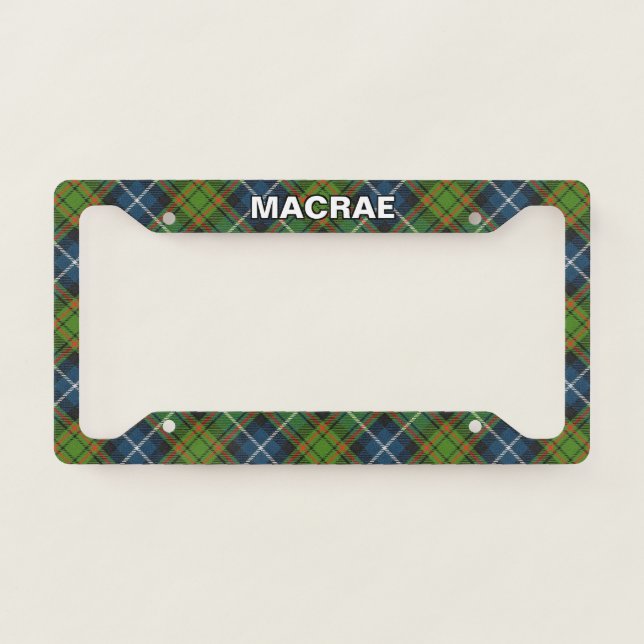 Classic Clan MacRae Hunting Tartan Plaid License Plate Frame (Front)