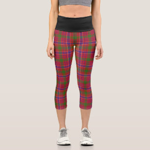 Classic Clan MacRae Red Tartan Plaid Capri Leggings