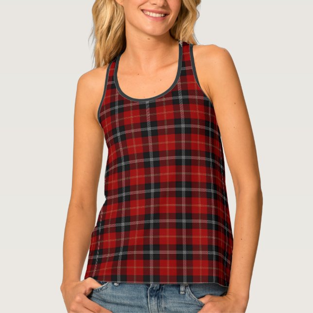 Classic Clan Marjoribanks Red Black Tartan Plaid Tank Top (Front)