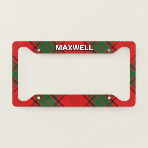 Classic Clan Maxwell Tartan Plaid License Plate Frame