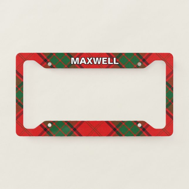 Classic Clan Maxwell Tartan Plaid License Plate Frame (Front)