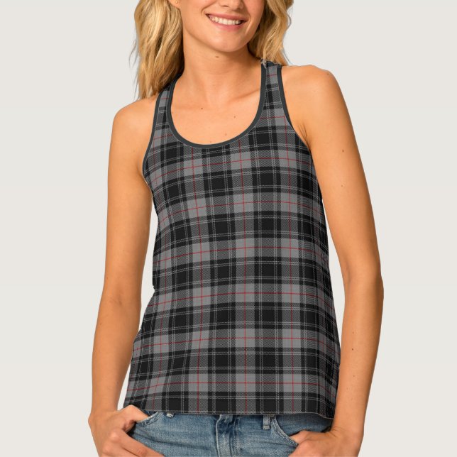 Classic Clan Moffat Gray Black Red Tartan Plaid Tank Top (Front)