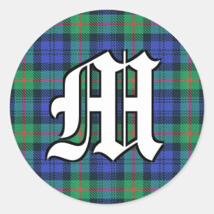 Classic Clan Murray Tartan Monogram Round Sticker