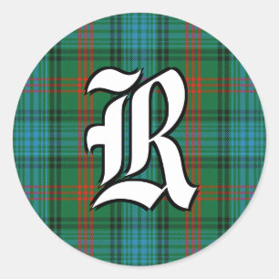 Classic Clan Ross Tartan Monogram Classic Round Sticker