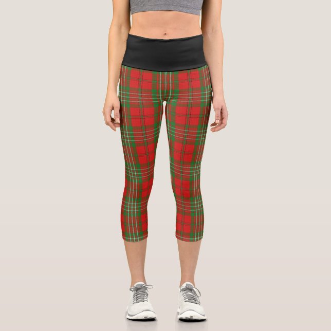 Classic Clan Scott Tartan Plaid Capri Leggings (Front)