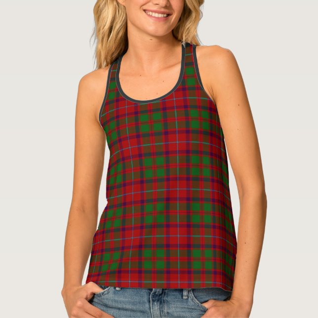 Classic Clan Shaw Red Green Tartan Plaid Tank Top (Front)