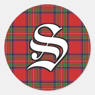 Classic Clan Stewart Tartan Monogram Round Sticker