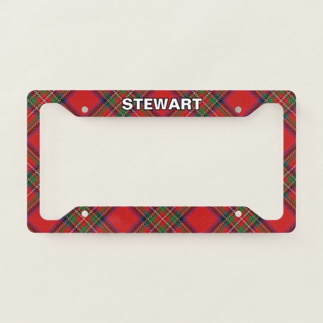 Classic Clan Stewart Tartan Plaid License Plate Frame (Front)