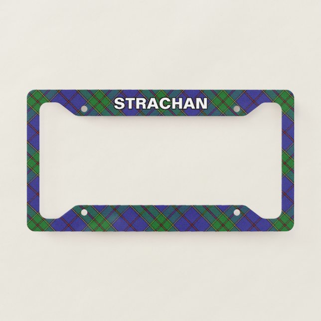 Classic Clan Strachan Tartan Plaid License Plate Frame (Front)