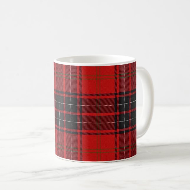 Classic Clan Wemyss Red and Black Tartan Plaid Coffee Mug (Front Right)