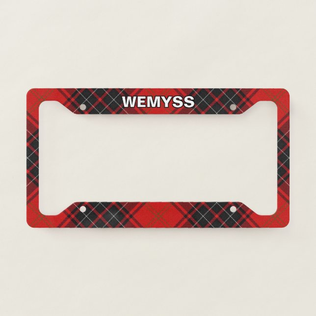 Classic Clan Wemyss Tartan Plaid License Plate Frame (Front)