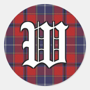 Classic Clan Wishart Tartan Monogram Classic Round Sticker