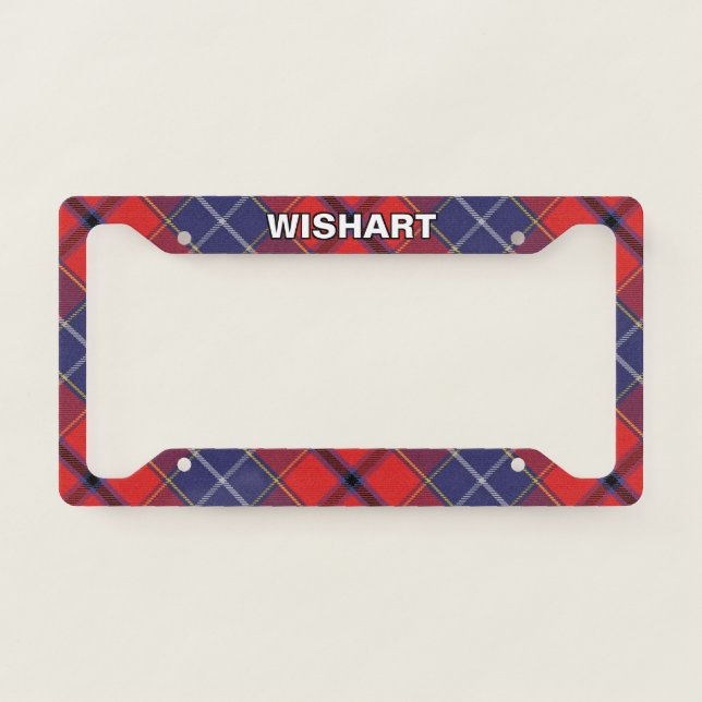 Classic Clan Wishart Tartan Plaid License Plate Frame (Front)