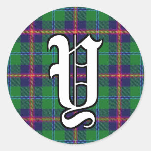 Classic Clan Young Tartan Monogram Round Sticker