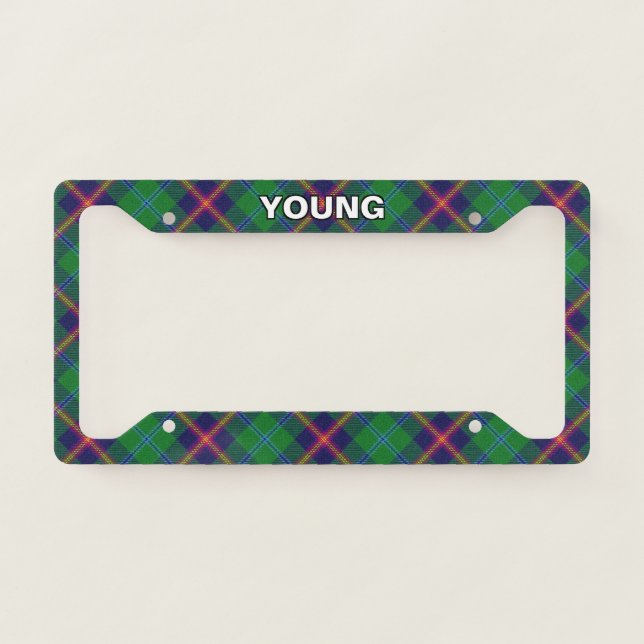 Classic Clan Young Tartan Plaid License Plate Frame (Front)