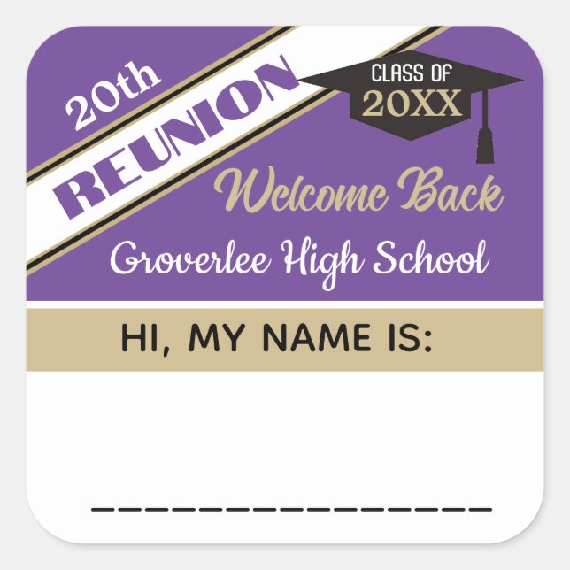 Classic Class Reunion Name tag Sticker (Front)