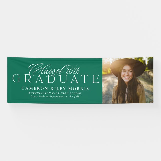 Classic class year green graduation photo banner (Horizontal)