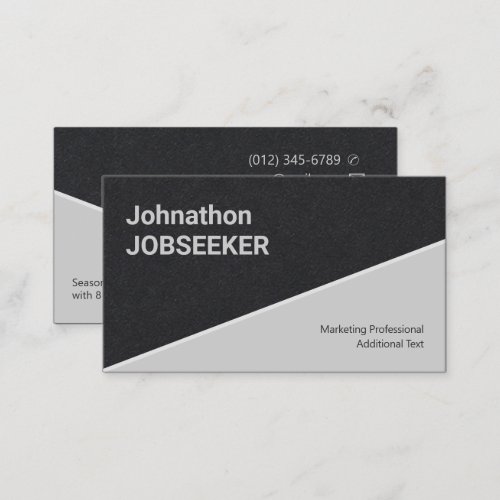 Classic Clean Job Seeker Jobseeker Black Kraft  Business Card