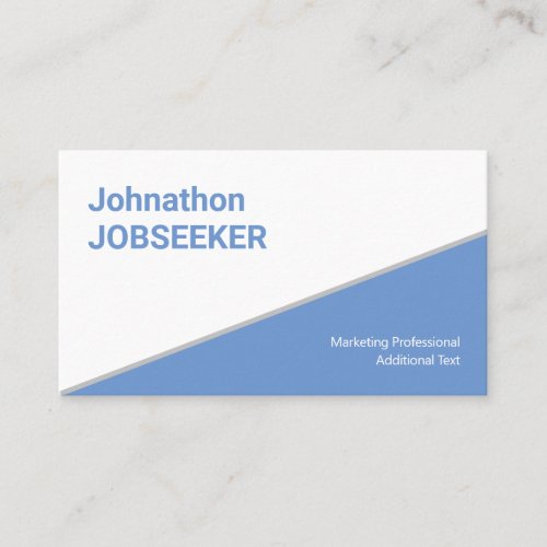 Classic Clean Job Seeker Jobseeker Blue Classy Business Card