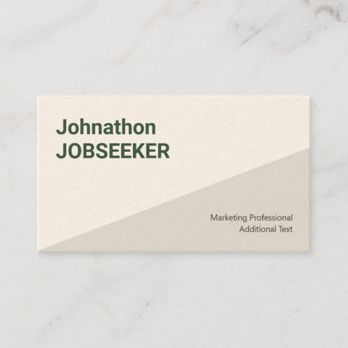 Classic Clean Job Seeker Jobseeker Cream Beige Tan Business Card